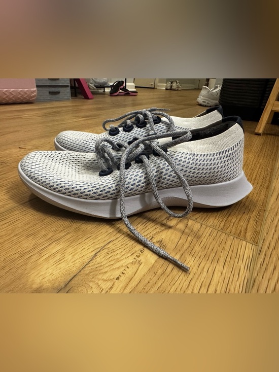 allbirds Shoes - allbirds White and Navy Knit Slip-On Shoes with White Insole, 10.5